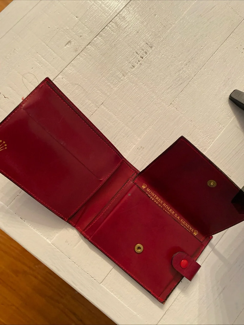 Rolex VTG  Geneva Red Oxblood Leather Wallet Men’s Bifold